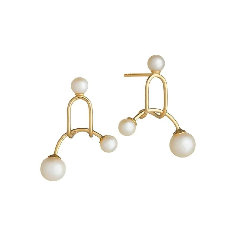 Elegant Hoop Earrings-Astra 18K Gold Earrings w. Pearl