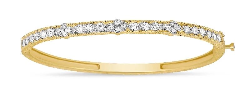 Bracelets for Special Occasions-Diamond 3 Cluster Bangle