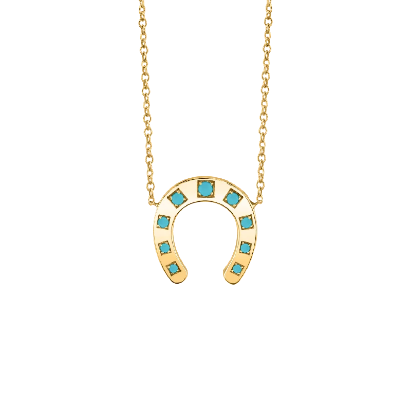 Vintage Style Necklaces-Turquoise Horseshoe Necklace