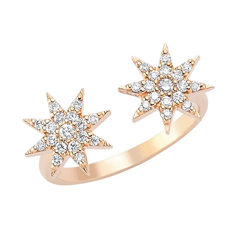 Stylish Promise Rings-VENUS STAR GOLD DIAMOND RING