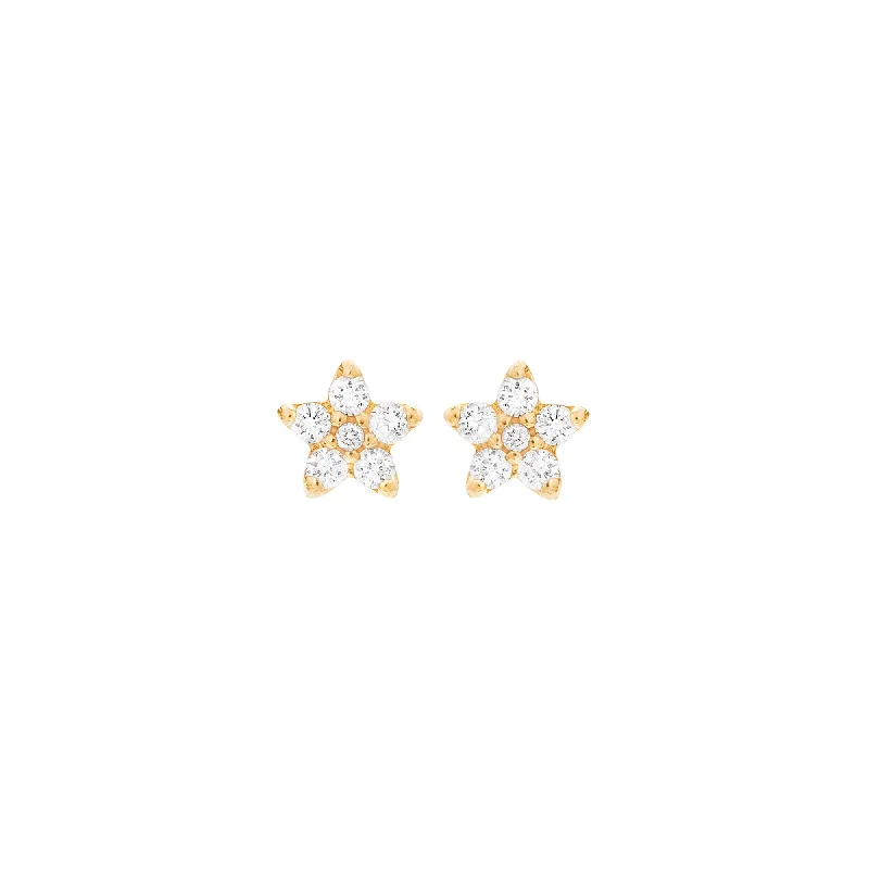 Simple Hoop Drop Earrings for Women-Small Shooting Stars 18K Gold Earrings w. Diamonds