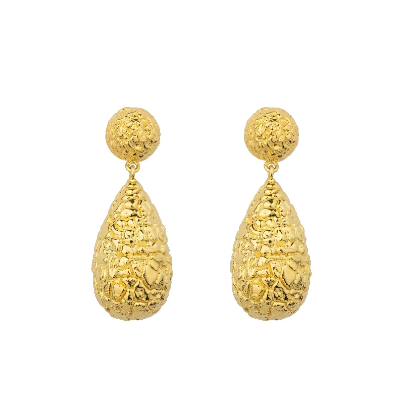 Geometric Drop Earrings for Women-Drop Structure Gold Plated Earrings