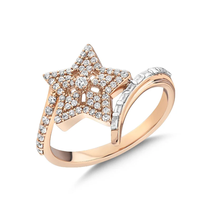 Custom Rose Gold Engagement Rings-SIRIUS STAR GOLD DIAMOND RING