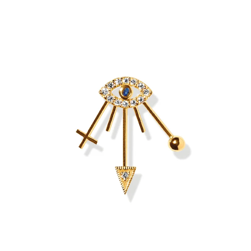 Dazzling Drop Earrings-Miss Eylie Gold Diamond Sapphire Earstud