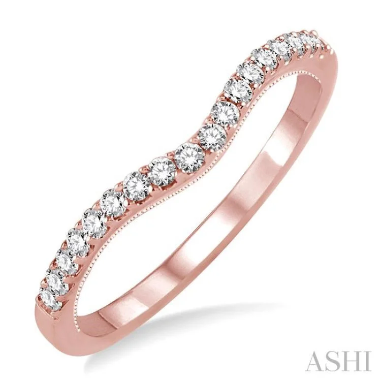 Men’s Custom Promise Rings with Engraving-1/4 ctw Round Cut Diamond Wedding Band in 14K Rose Gold