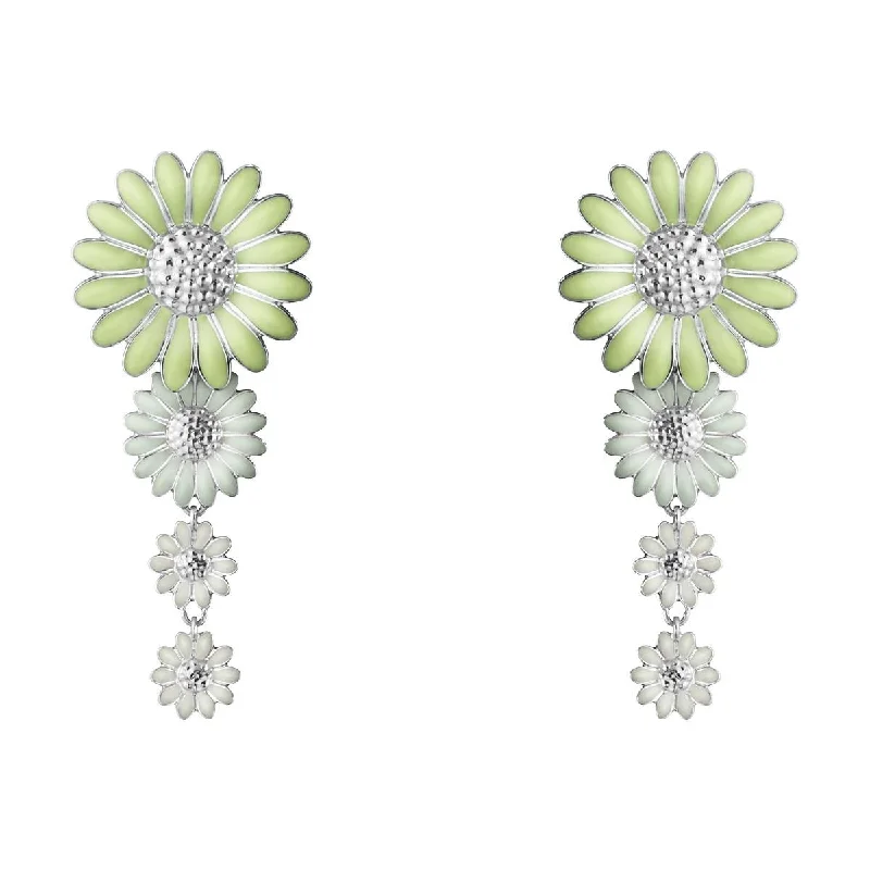 Silver Hoop Earrings-Daisy x Stine Goya Silver, Green & Blue Earrings