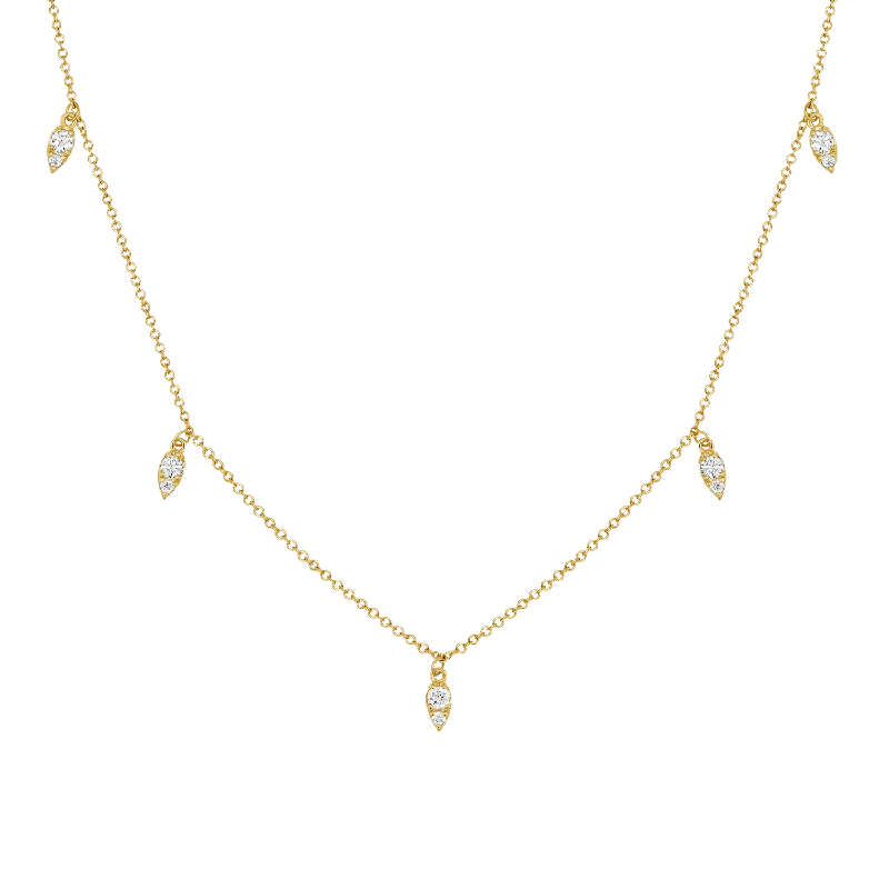 Pearls And Gold Necklaces-Diamond Pear Drop Necklace