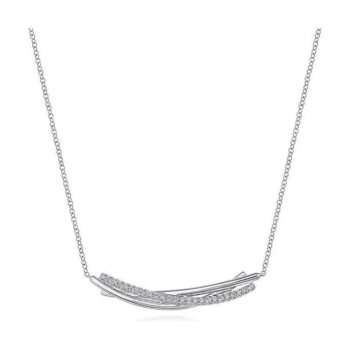 Custom Text Necklaces-Gabriel Silver White Sapphire Bar Necklace