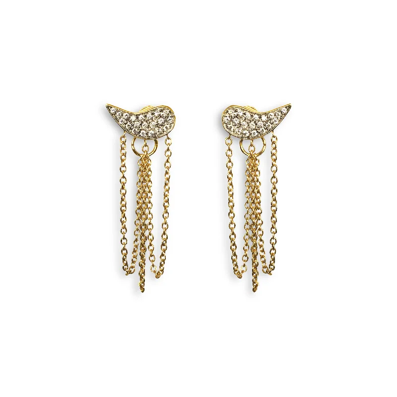 Sparkling Hoop Earrings-Drip Drop 18K Gold Earrings w. Diamonds