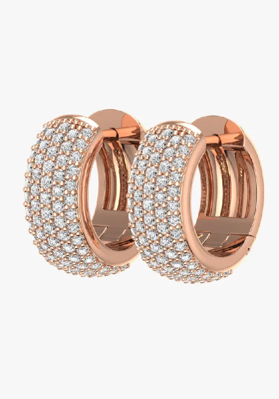 Sparkling Hoop Earrings-Grand Pave 18K Rosegold Earrings w. Lab-Grown Diamonds