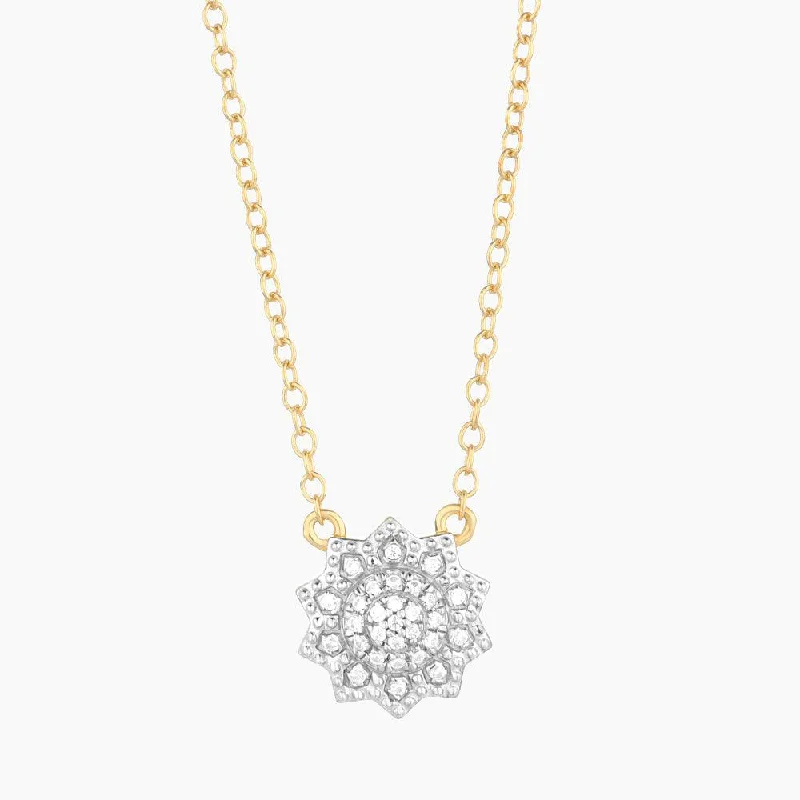 High Fashion Necklaces-Ella Stein 14K Yellow Gold Plated Flower Burst Diamond Necklace