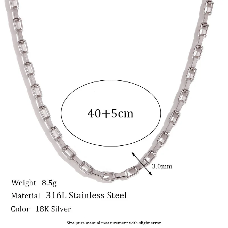 3mm long box chain - steel necklace -40cm 5cm