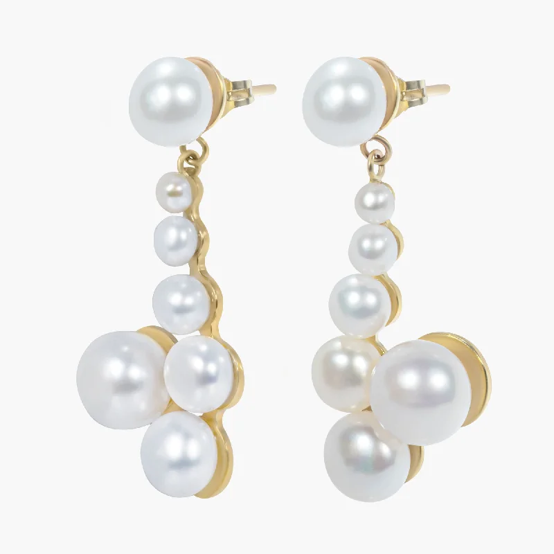 Designer Gold Earrings for Women-Adela 01 9K Gold Earrings w. Pearls