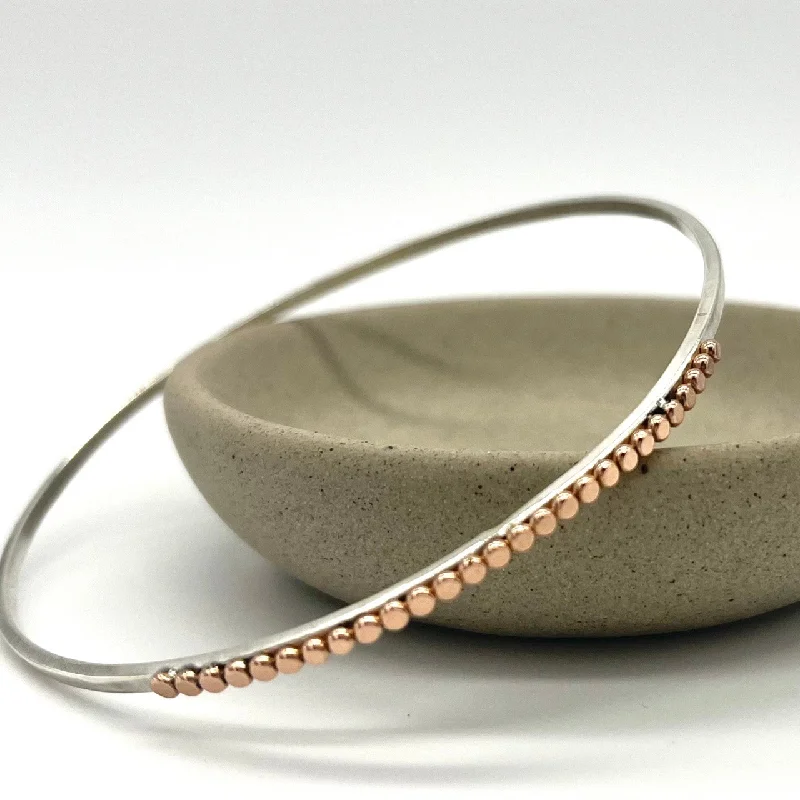 Romantic Bracelets for Couples-14kt Rose Gold-Filled Beaded Bangle Bracelet - Argentium Silver - Nickel Free