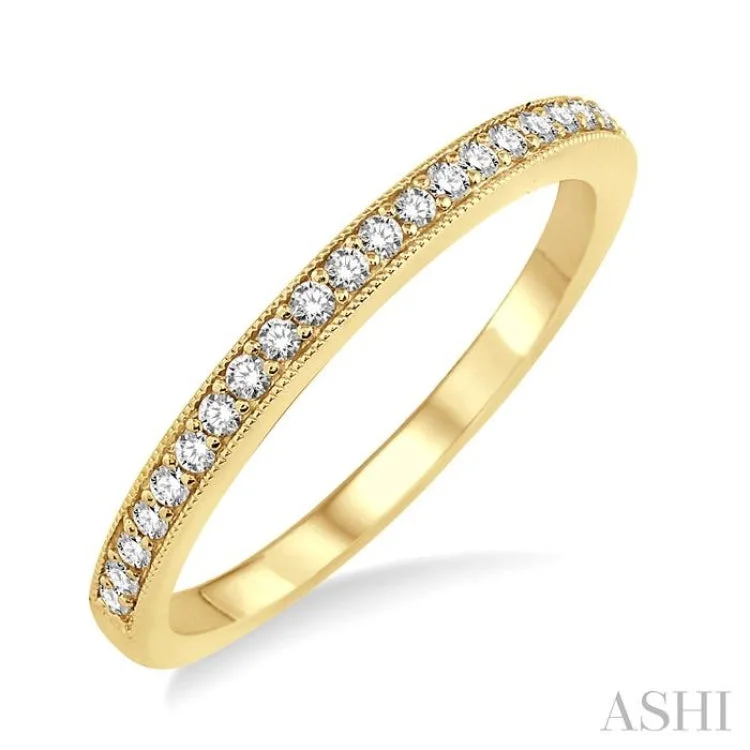 Designer Silver Promise Rings-1/5 ctw Round Cut Diamond Wedding Band in 14K Yellow Gold