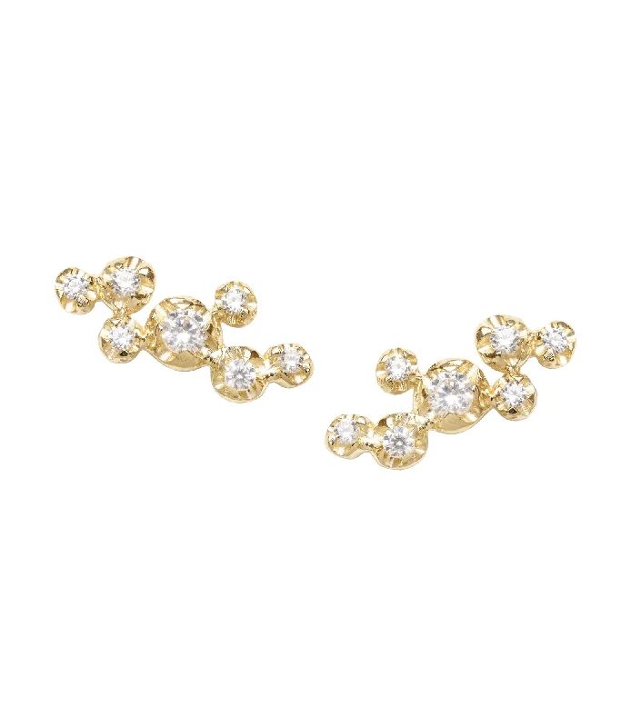 Simple Crystal Earrings for Women-Middle Organic Nr 04 18K Gold, Whitegold or Rosegold Earrings w. Diamonds