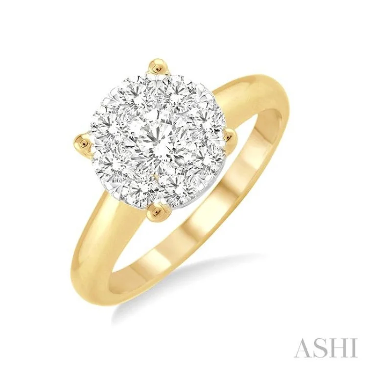 Women’s Vintage Promise Rings-1/3 ctw Lovebright Round Cut Diamond Ring in 14K Yellow and White Gold