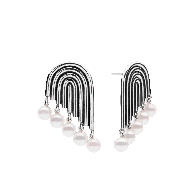 Silver Hoop Earrings-Supersonic Multiple Pearl Earrings Silver