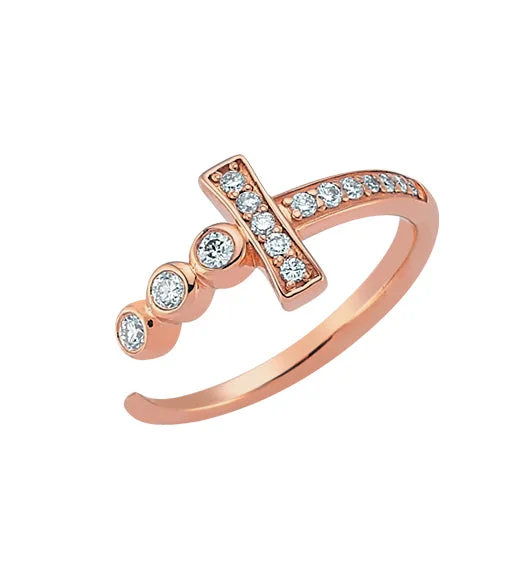 Fashion Engagement Rings for Women-SWORD GOLD DIAMOND RING