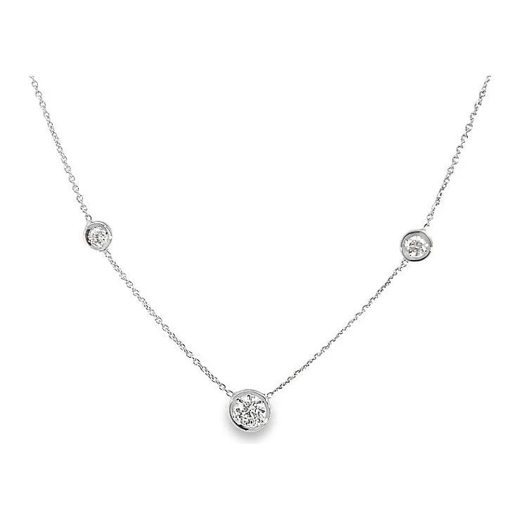 Silver Necklaces-Roberto Coin 18K White Gold Triple Diamond Station Necklace