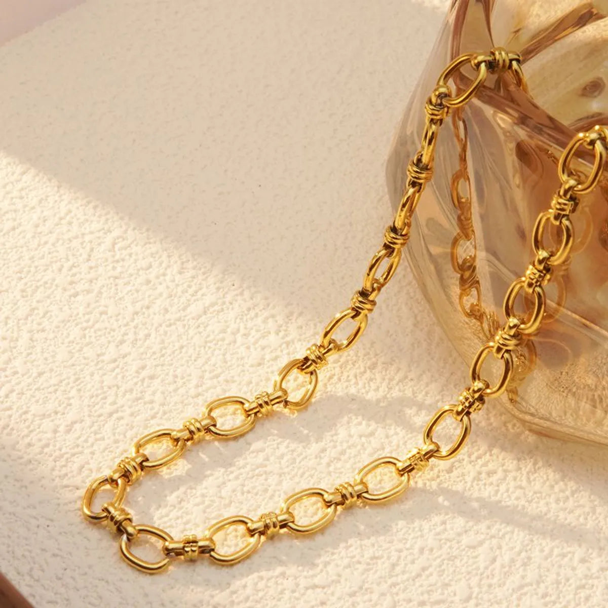 Silk Necklaces-Wholesale Jewelry Simple Style Classic Style Cool Style Solid Color 304 Stainless Steel 18K Gold Plated Necklace