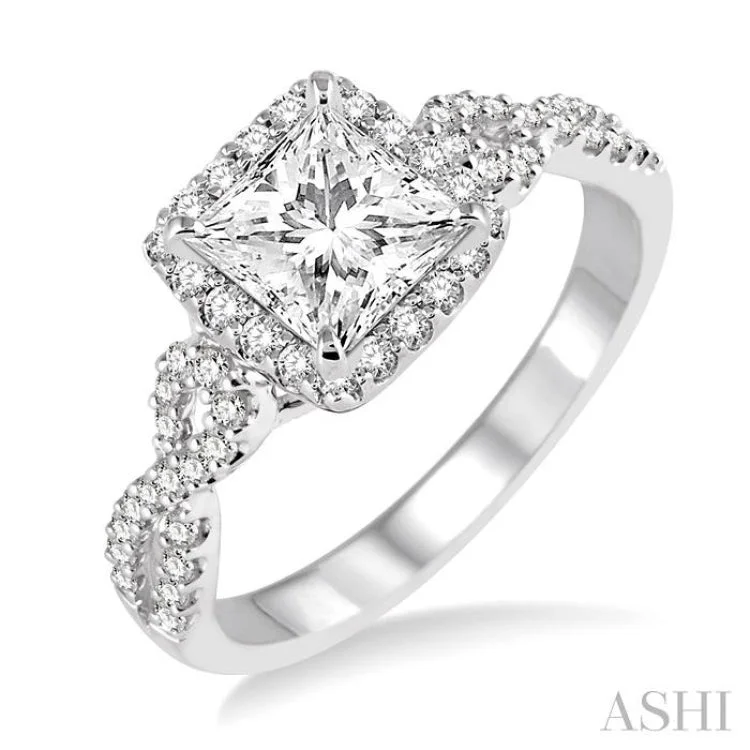 Wedding Rings with Custom Settings-1/3 Ctw Diamond Semi-mount Engagement Ring in 14K White Gold