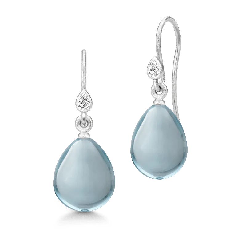 Elegant Drop Earrings-Prima Ballerina Ocean Blue Silver Earrings