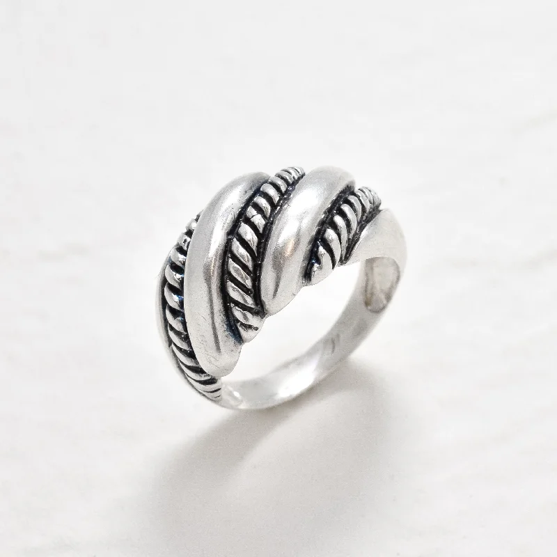 Matching Wedding Ring Sets for Couples-Silver Chunky Ring - Large Twisted Ring - Snail Shell Ring