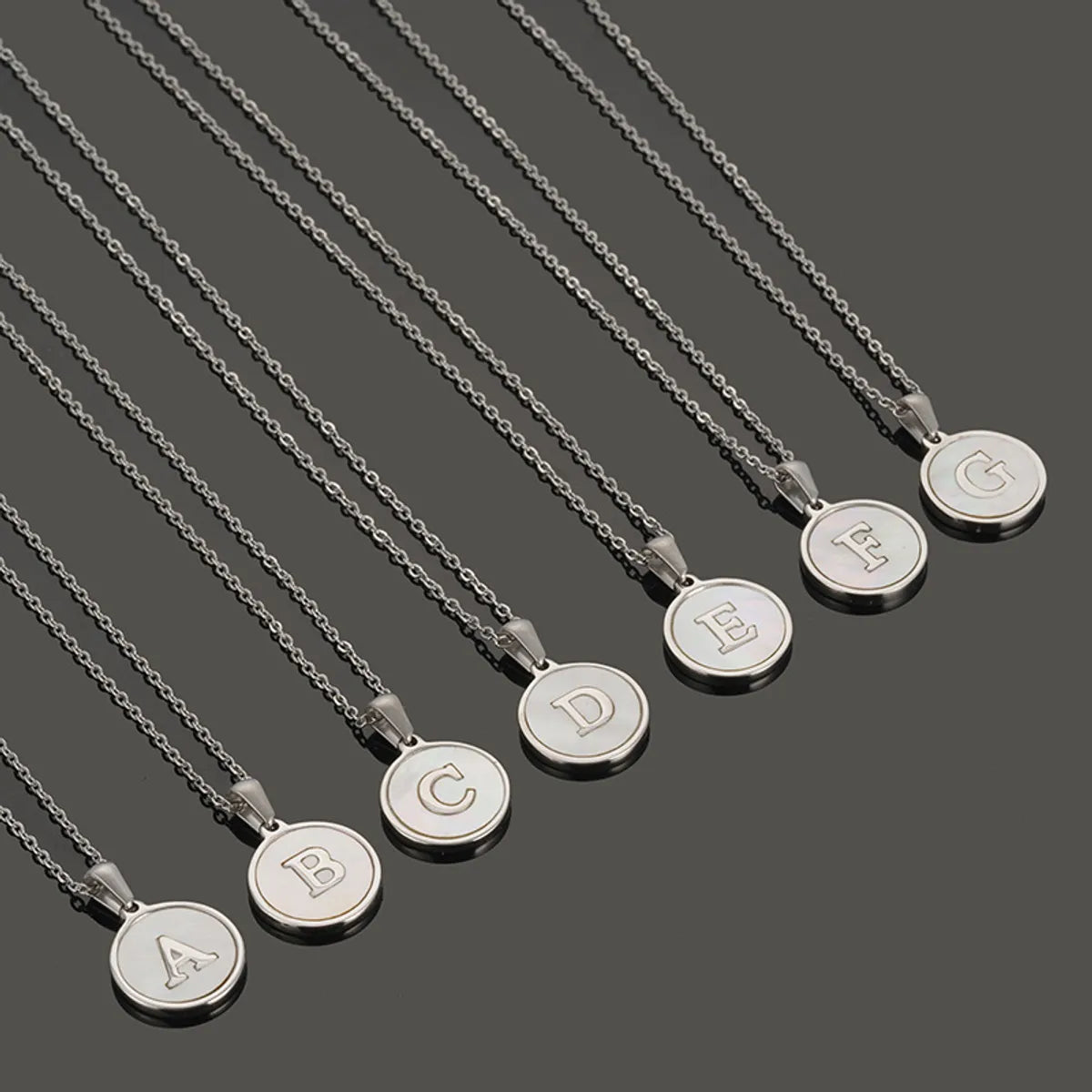 Textured Necklaces-Simple Style Letter Stainless Steel Polishing Plating Shell Pendant Necklace