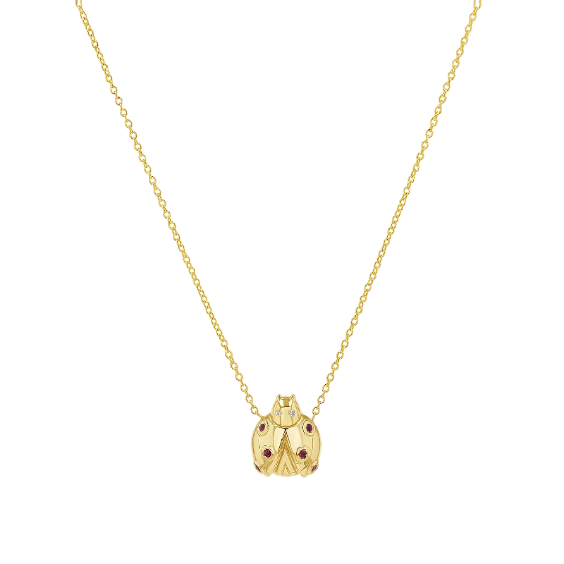 Simple Gold Necklaces-Little Miss Ladybug Necklace