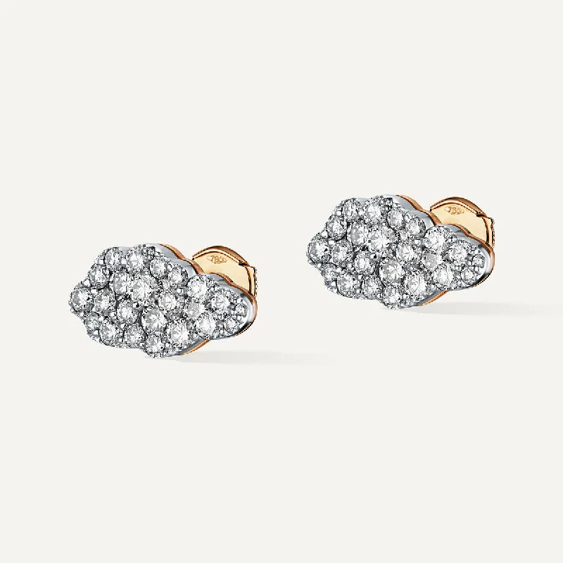 Simple Crystal Drop Earrings-Allusia Love Clustered 18K Rosegold Earrings w. Diamonds