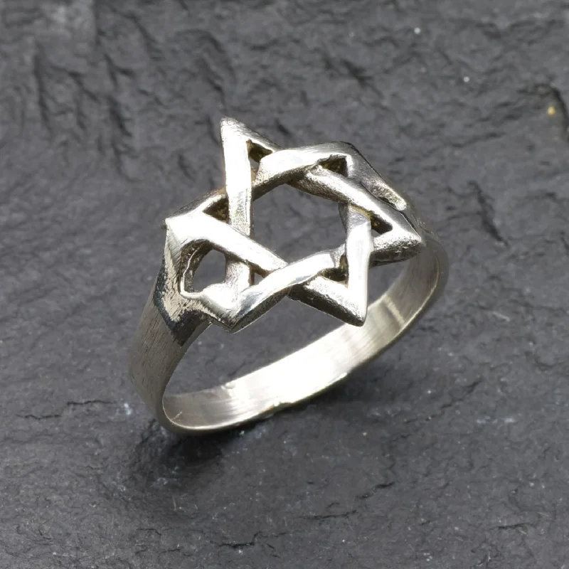 Gemstone Engagement Rings with Custom Settings-Star of David Ring - Silver Star Ring - Jewish Star Ring