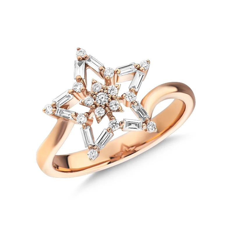 Affordable Promise Wedding Rings-SIRIUS STAR GOLD DIAMOND RING