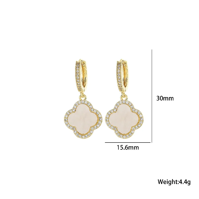 542 Gold White Earrings