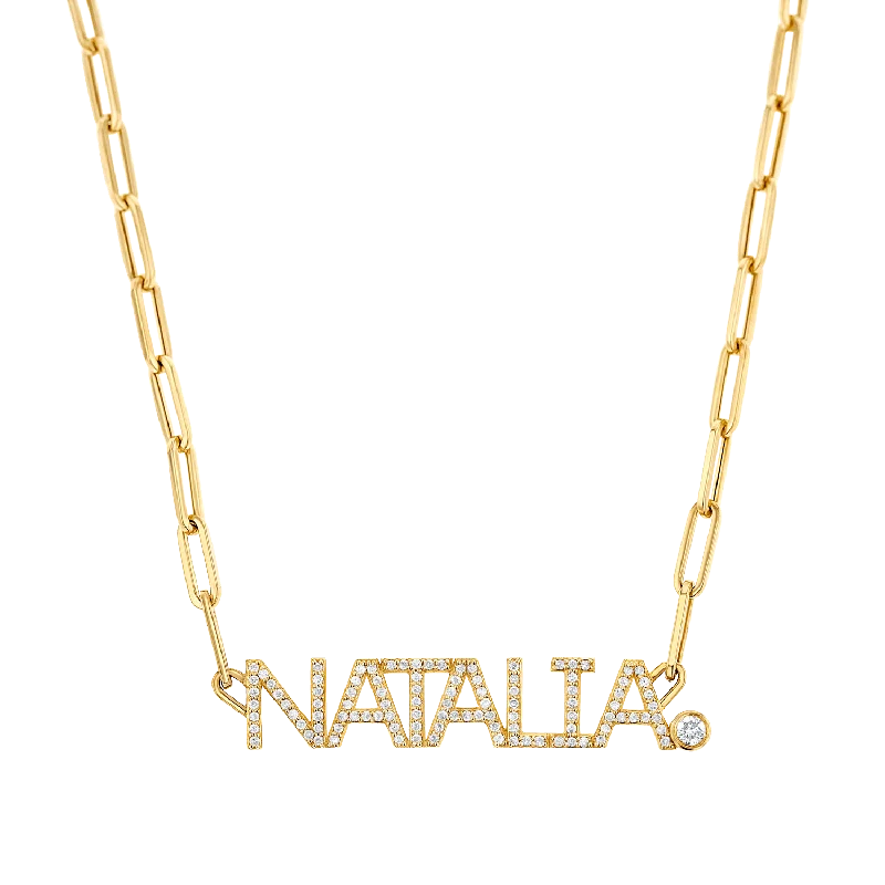 High-End Necklaces-Custom Paper Clip Diamond Name Necklace