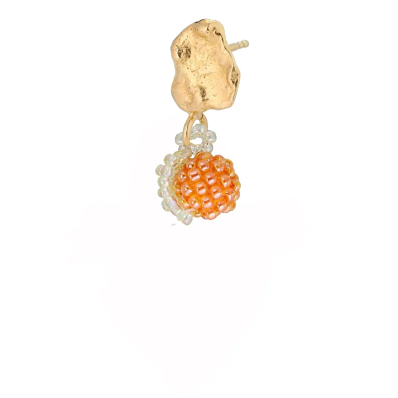 Large Crystal Drop Earrings-Tiny Blob Orange Earring Gold Plated, Orange Beads