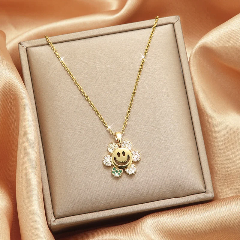 X5493# Sun Smiley Necklace