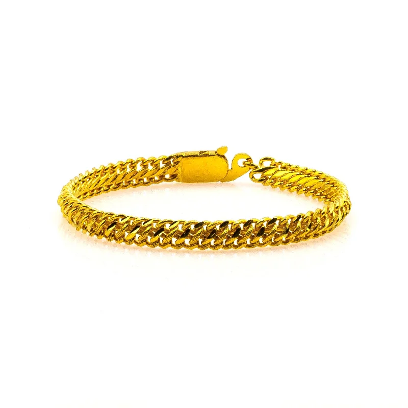 Handmade Beaded Bracelets-22K Yellow Gold Men's Bracelet W/ S-Link Chain & Etched Details