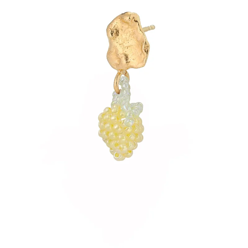 Custom Gold Drop Earrings-Tiny Blob Pale Lemon Earring Gold Plated, Yellow Beads