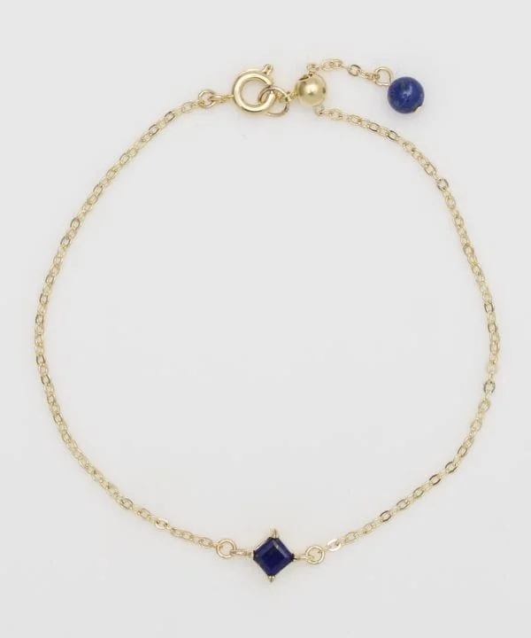 Layered Bracelets for Casual Wear-Square Cut Lapis Lazuli Bracelet