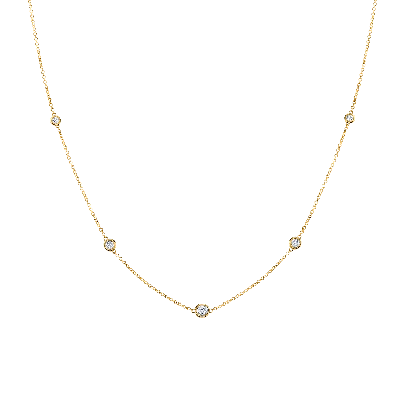 Layered Necklaces-Diamond Bezel Strand Necklace