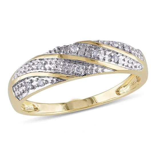 Customizable Promise Bands-Original Amour 10k Yellow Gold 1/10 CT Diamond Men's Ring