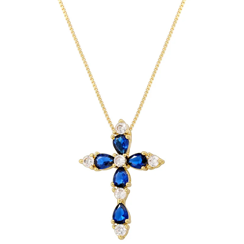 Gold Blue Diamond Necklace