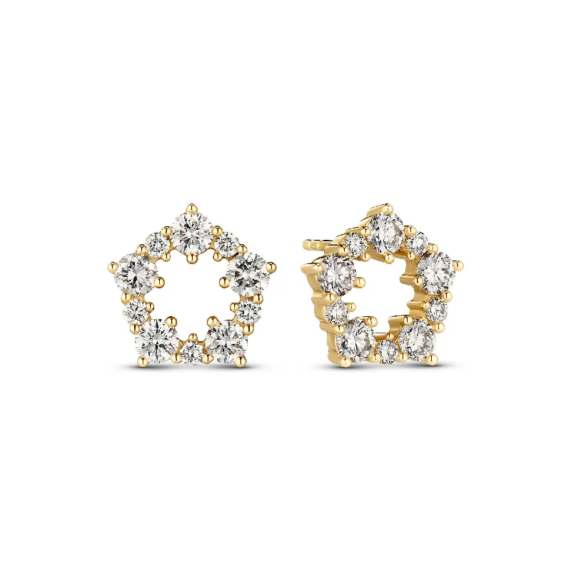 Modern Silver Earrings-Brina 14K Gold Earrings w. Lab-Grown Diamonds