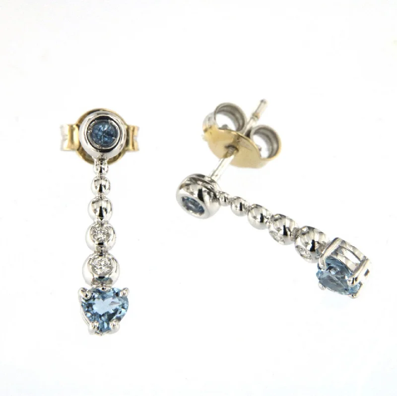 Crystal and Pearl Earrings-Bubble 18K White Gold Earrings w. Diamonds & Blue Sapphire