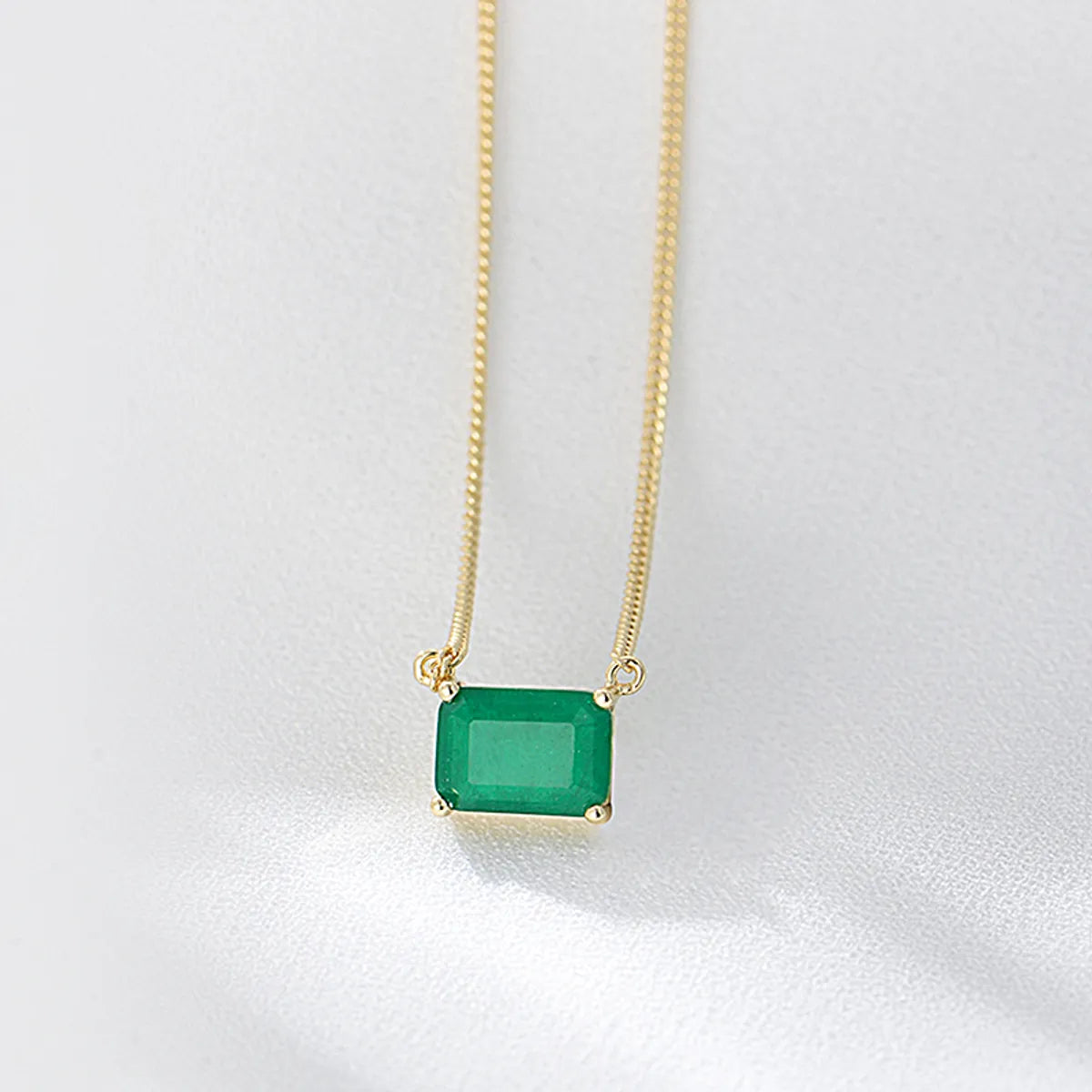 Talisman Necklaces-Ig Style Square Sterling Silver Plating Inlay Zircon 14k Gold Plated Rhodium Plated Necklace