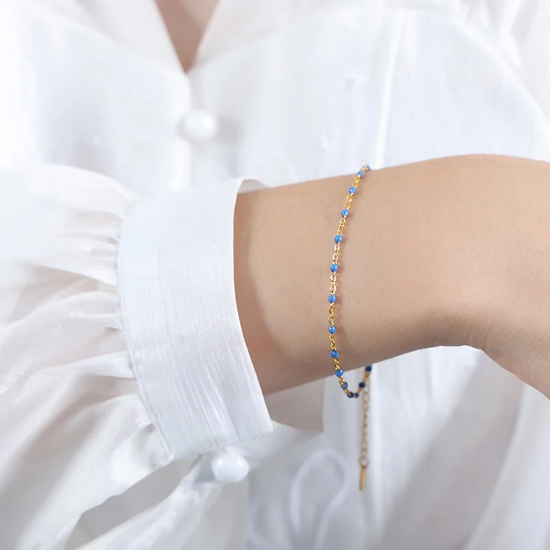 E480 Blue Drip Oil Bracelet -17+5cm