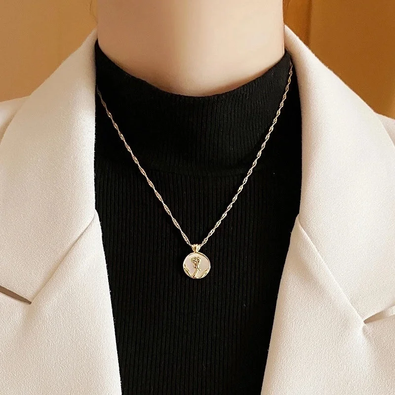 Rose Necklace Light Luxury Minority Sweater Chain