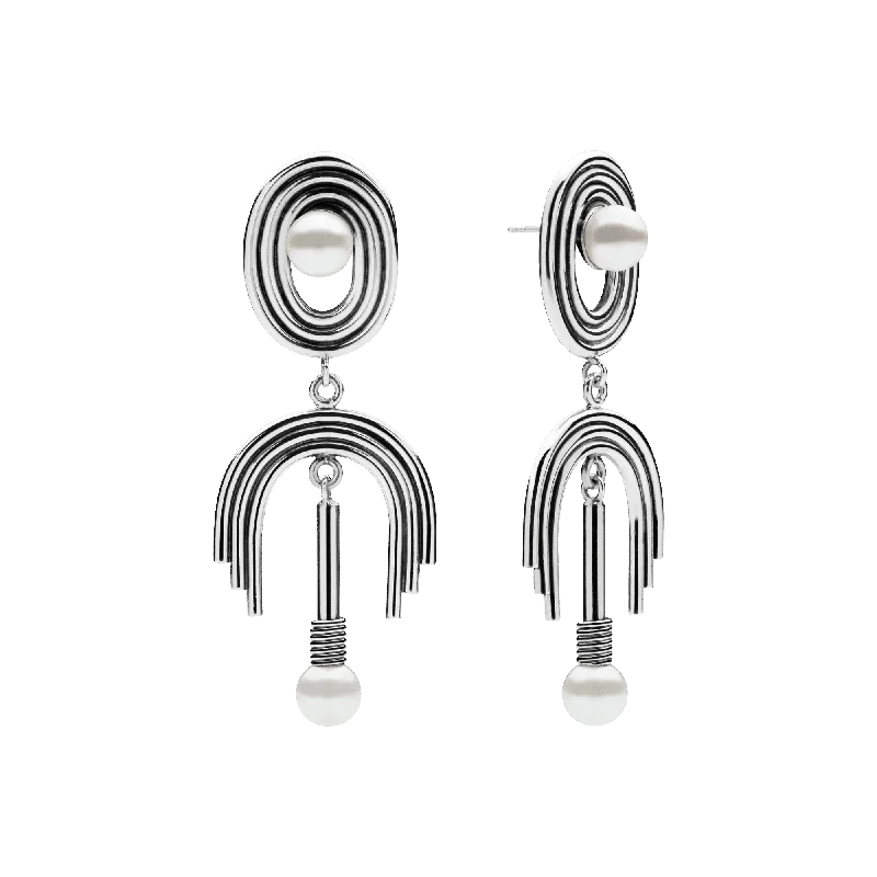 Classic Drop Earrings-Supersonic Big Pearl Earrings Silver