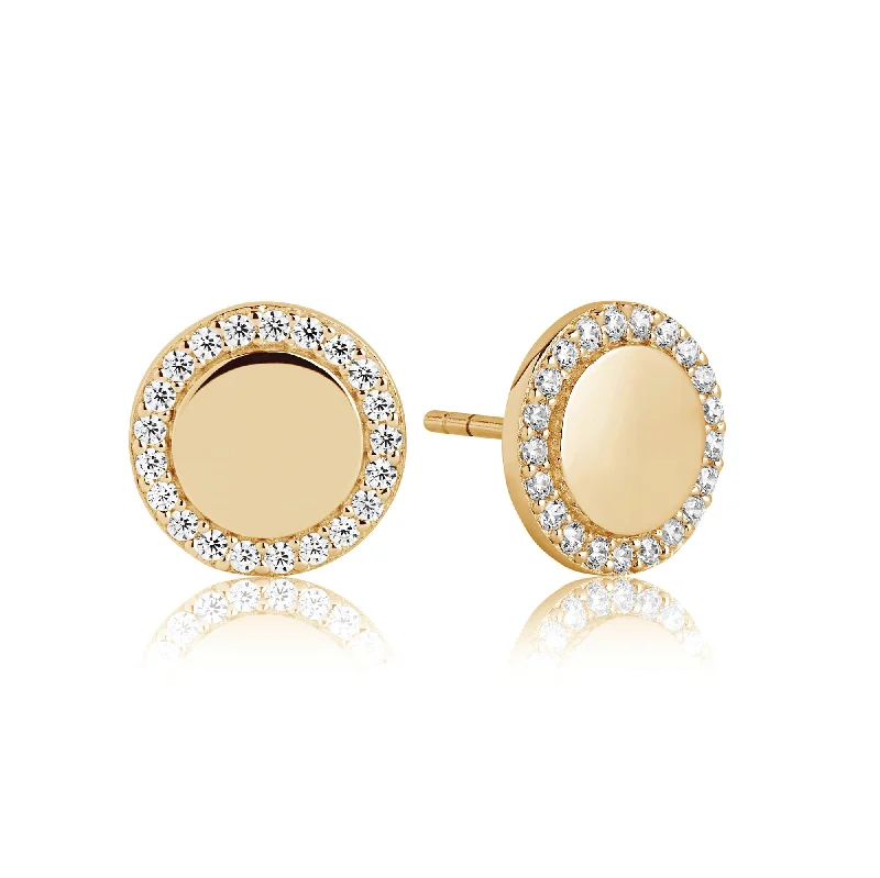 Simple Drop Earrings for Women-Follina Gold Plated Earrings w. White Zirconias